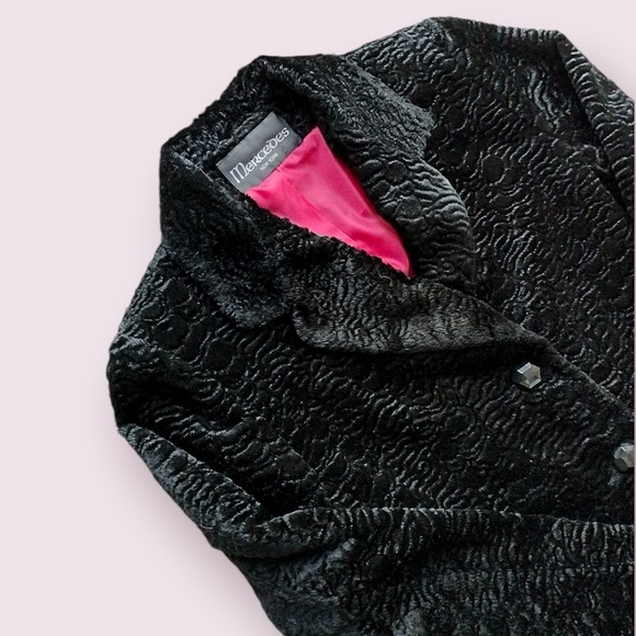 Vintage Faux Fur Coat Statement Buttons Textured Black - Picture 3 of 6